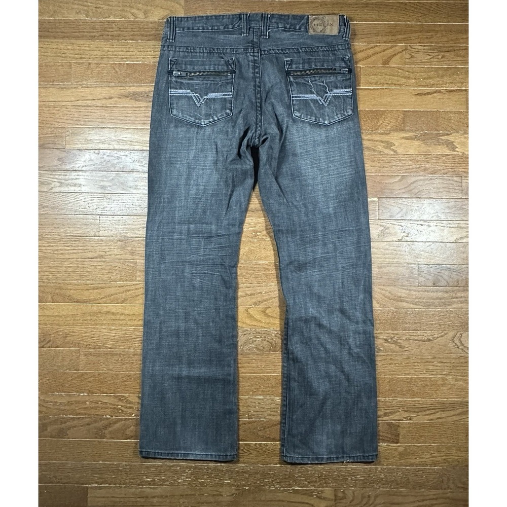 Helix Slim Boot Cut‎ Jeans Men's Size 36x34 Stitch / Zip Pocket Y2K Grunge Black